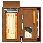 FEDUS Cheque Book Holder, Vegan Leather Expanding Handmade Multiple Cheque Book Holder for Cards, Women/Men Cheque Book Wallet, Traveling Wallets, Checkbook Holder, Documents Holder (DUAL BROWN)