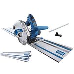 Scheppach 590 1802 915 160 mm Plunge Saw System with 2 x 700 mm 240 V Guide Rails and Rail Connector - Blue