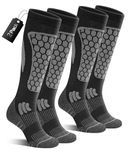 CAOZITOU 2 Pairs Ski Socks for Mens 9-12, Merino Wool Thermal Winter High Performance Breathable Warm Thicks Socks for Outdoor Sports Skiing Snowboarding (Black)