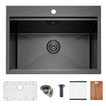 Yutong 28" x 20"x 10" Workstation Top-Mount/Drop in SS304 Stainless Steel Kitchen Black Sink Single Bowl