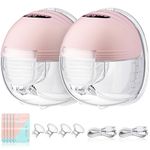 Breast Pump, Wearable Electric Breast Pump, for Breastfeeding with 24mm Double-Sealed Flange, 3 Modes & 12 Levels,Smart Display, Low Noise (2PACK)