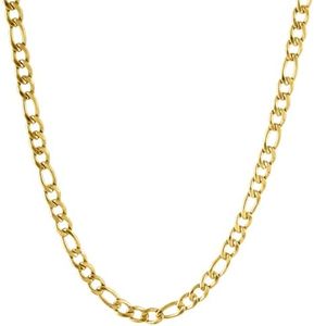 SHOP WGS 6.5MM 14K Solid Yellow Gold Figaro Chain Necklace for Men & Women | Diamond Cut with Lobster Claw Clasp Italian 14K Real Gold Jewelry Gifts 30 Inch