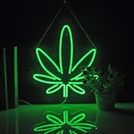 Neon Sign for Wall Décor Green Leaf Signs with Dimmable Switch LED Neon Signs Bedroom Room Home Beer Bar Neon Light Sign Hotel Party Club Office Art Lights