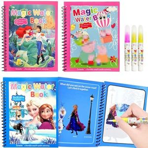 MERAYAS 3 Pezzi Libro di Pittura Magico con Penne ad Acqua da colorare Doodle, Riutilizzabil, Colori per Bambini (Ragazza)