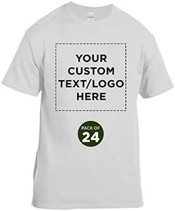 Gildan Heavy Cotton T-Shirt - Customizable Text, Logo - 24-Pack Plain - Plain Men's Heavy Weight Shirt - White