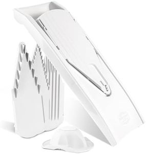 Börner by Reston Lloyd Mandoline Slicer V1 (Starter Set) • V-Slicer with 5 Thickness Settings & Food Holder • Adjustable Kitchen Slicer for Vegetables & Fruits • Color: White