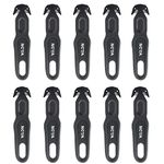 Nova Safety Cutter Tool, Safety Box Cutter Knife, Ergonomic Film Cutting Blade, Box, Strap, Carton, Package, Envelope and Letter Opener (10 Piece - Black)