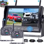 Rohent RV Backup Camera Wireless HD1080P 2 Cameras with 7 Inch Touch Key DVR Monitor Stable Digital Signals Rear View Camera System IP69K Waterproof Pigtail Wire Adapter for Furrion Pre-Wired RVs R8