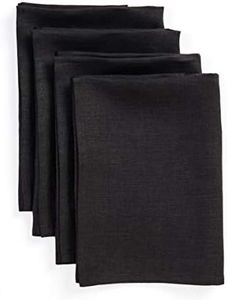 Solino Home Black Linen Napkins Set of 4-100% Pure Linen Cloth Washable Dinner Napkins 20 x 20 Inch for Summer - Fete