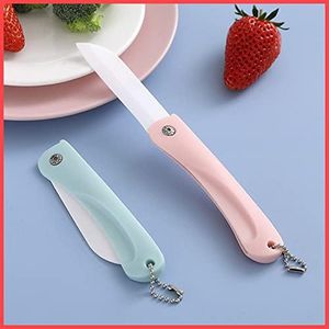 wolpin Ceramic 1 Pc Kitchen Knife Blade Knife Portable, Travel Fruit Vegetable Knife Non-Slip Handle With Blade Cover, Blue