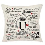 Bacmaxom Inspirational Quote Always Remember Cushion Cover with A-Z Initial Letters Inspirational Gift for Women Men Girls Boys Family Friends Colleagues Cheer Up Positive Graduation Birthday (U)