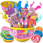 GirlZone Rainbow Candy DIY Slime Kit, Amazing Slime Making Kit to Create Rainbow Slime and Cloud Slime, Exciting Gift Idea & Fun Sensory Toy for Kids