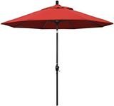 California Umbrella 9-Feet Aluminum Push Button Tilt Market Umbrella with Black Pole, Red