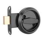 Round Recessed Door Knob Stainless Steel Door Lock with Handle Pull Ring for Cabinet Drawer Closet Door (Black)