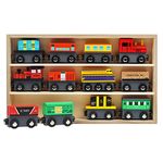 Kurtzy 12 Pack Wooden Magnetic Train Toy Set with Storage Box - Educational Locomotive Engines for Boys & Girls 3 + Years - Train Vehicle Cars Compatible with Most Major Brand Railway Tracks