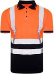 Hi Viz High Visibility Short Sleeve Polo Shirts Men's Reflective Tape Safety Hi Vis Security Work Breathable Lightweight Workwear T-Shirt Top (UK, Alpha, XL, Regular, Regular, Orange Navy)
