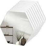 Belle Vous (9 Pack) Hexagon Mirror Glass Tiles - 20.5 x 18cm/8 x 7 Inches - Stick On Wall Home Decoration for Living Room, Bedroom or Hallway - Ideal for DIY Art/Craft Projects