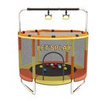 Let's Play® 55 inch Trampoline with Safety Net & U-Shape Legs for Kids & Adults | Indoor & Outdoor Trampoline | Powerful Loading Capacity 120KG | Stainless Steel Frame & Legs