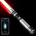 Motion Control Dueling Lightsaber with APP, RGB 16 Colors Changeable Light Sabers with 16 Sound Fonts, LED Light Saber for Adults & Teens Heavy Dueling, USB-C Recharge, Black