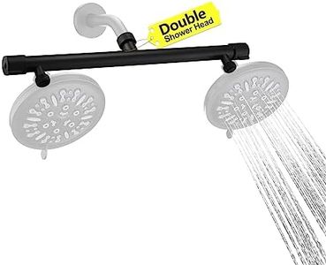 Dual Shower Head Adapter Build-in Shut Off Valve for DIY Yourself Shower Head Combo, G1/2 Connection Shower Head Splitter for Rain Shower Head& Handheld Shower Head Combination - Matte Black