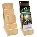 Monciysn 2 Pack 4 Tier Wood Brochure Display Stand, Flyer Display Holder Pamphlet Postcard Magazine Organizer Countertop Display Stand