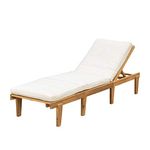 Christopher Knight Home Paolo Acacia Wood Chaise Lounge with Cushion, Teak Finish