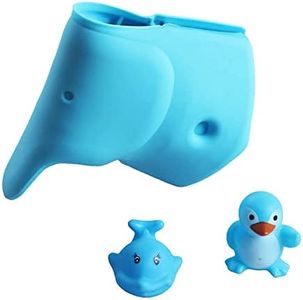 Bath Spout Cover - Bathtub Faucet Cover for Kid - Bath Tub Faucet Extender Protector For Baby - Silicone Soft Spout Cover Baby Blue Elephant - Child Bathroom Cute Accessories