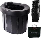 TOONGEEN Portable Toilets for Adults Collapsible, Lightweight Camping Toilet Travel Toilet with Seat, Compost Toilet Loo for Adults Boys, Suitable for Fishing Hiking Traffic Jams Festivals (Black)