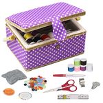 D&D Medium Sewing Basket with Sewing Kit Accessories (Purple)