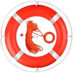 23 Inch Life Rings with 98.4ft Water Floating Lifesaving Rope Set, Life Ring for Pool, Pool Safety Ring with Reflective Strip, Pool Life Ring with Rope (Orange) - 2 Size