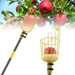 120 Inch Long Fruit Picker, Adjustable Fruits Picker Tool with Lightweight Pole and Big Basket, Fruit Catcher Equipment Tree Picker for Lemon Apples Mango Pear Orange Avocados Fruit Picking Grabber