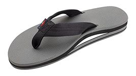 Rainbow Sandals Men's Double Layer Soft Top 1" EVA Rubber Filled Nylon Strap, Black/Grey, 9.5-10.5