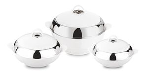 Tmvel Crescent Insulated Casserole Hot Pot - Insulated Serving Bowl With Lid - Food Warmer - 3 pcs Set 2.5 L / 3.5 L / 5 L