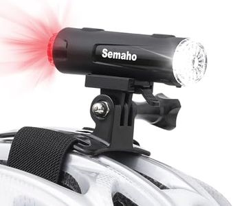 Semaho 2in1 Rechargeable Helmet Light with Bracket Mount Night Bike Light Riding Safety 5 Warning Light Modes IP66 Waterproof Bicycle Light, 360° Rotatable Front Rear Lights, Mountain Bike Headlight