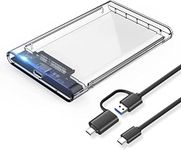 SmartTech 2.5 inch Sata HDD / SSD Hard Drive Enclosure USB 3.1 with Type C OTG Cable Internal Hard Disk Drive Case for External Portable Transparent Casing Computer Laptop (2.5- USB 3.1)