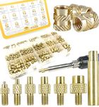 ERHT 3D Printing Brass Nuts Threaded Inserts 360Pcs M2 M2.5 M3 M4 M5 M6 Female Thread Metric Knurled Nuts Assortment Kit Brass Heat Set Insert for Plastic and 3D Components, Heat Set Insert Tips Tool