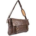 Ladies Soft Leather Satchel Handbag/Shoulder Bag with Adjustable Shoulder Strap (Dark Brown)