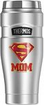 Superman Super Mom Shield Logo THERMOS STAINLESS KING Stainless Steel Travel Tumbler, Vacuum insulated & Double Wall, 16oz