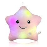 KAHEAUM Kids Throw Pillows,LED Lights Star Throw Pillow Gifts for Child Birthday Teen Decorative Throw Pillows Cute Plush Toys Girls Doll Pink Throw Pillows for Couch Living/Bed Room Home Office