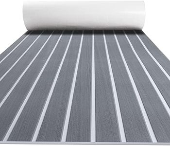 FOCEAN Boat Flooring EVA Foam Boat Decking Faux Teak Marine Flooring Marine Mat Sheet for Motorboat RV Yacht Kayak Surfboard, 94.5''x 47.2'', Grey with White Lines