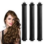 Heatless Hair Curlers Overnight Blowout Rods Heatless Curling Rod Diy Hair Styling Tools Hair-Friendly Overnight Curls Jumbo Rods for All Hair Types 3PCS(Black)