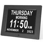 Johnziny Dementia Clocks with Day and Date for Elderly, 8 Alarm Reminders,Dementia Friendly Clock and Calendar Extra Large Non-Abbreviated Day & Month Alzheimers Clock