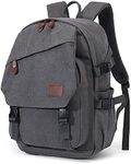 AUGUR Canvas Backpack for Men Casual Daypack Vintage Rucksack Laptop Backpack fit 15.6 inch Travel Hiking Backpack, Grey, Classic