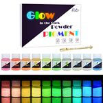 Glow In The Dark Pigment Powder - 10 Color x 25g Epoxy Resin Color Pigment Dyes for DIY Slime Coloring Kit - Luminous Skin Safe Self Glowing for Acrylic Paint, Nail Art, Painting, Crafts - 0.88oz Each