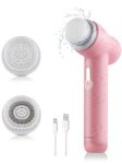 Facial Spin Brush 360° Rotating Facial Cleansing Brush By NEWDERMO USB-Rechargeable Waterproof Face Exfoliating Brush with 2 Replaceable Heads for Deep Cleaning Pores and Relieve Facial Fatigue