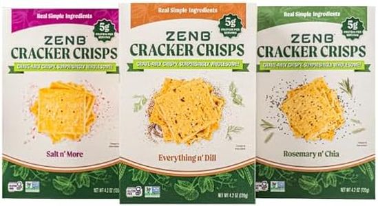 ZENB Cracker Crisps - Gluten Free Crackers Made From Yellow Peas, Non-GMO, 5g of Protein & 3g of Fiber In Every 30g Serving - Everything n’ Dill, Rosemary n’ Chia, & Salt n’ More - Variety Pack - 4.2 oz Boxes (Pack of 3)