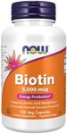 NOW Supplements, Biotin 5,000 mcg, Amino Acid Metabolism*, Energy Production*, 120 Veg Capsules