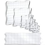 7 Pieces Acrylic Stamp Block Assorted Sizes Clear Acrylic Mounting Blocks set, Decorative Stamp Blocks with Grid Lines for Scrapbooking Crafts Making