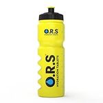 O.R.S Hydration Official Sports Reusable Water Bottle, for Kids or Adults, BPA-Free Drinking Bottle with Transparent Measuring Strip & Sports Cap, Leak Proof, 750ml, Yellow