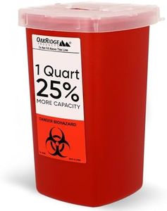 Oakridge Products Sharps Container for Home Use and Professional 1 Quart (1-Pack), Biohazard Needle and Syringe Disposal, Flip-up Lid with Integrated Needle Inwinder, CDC Certified